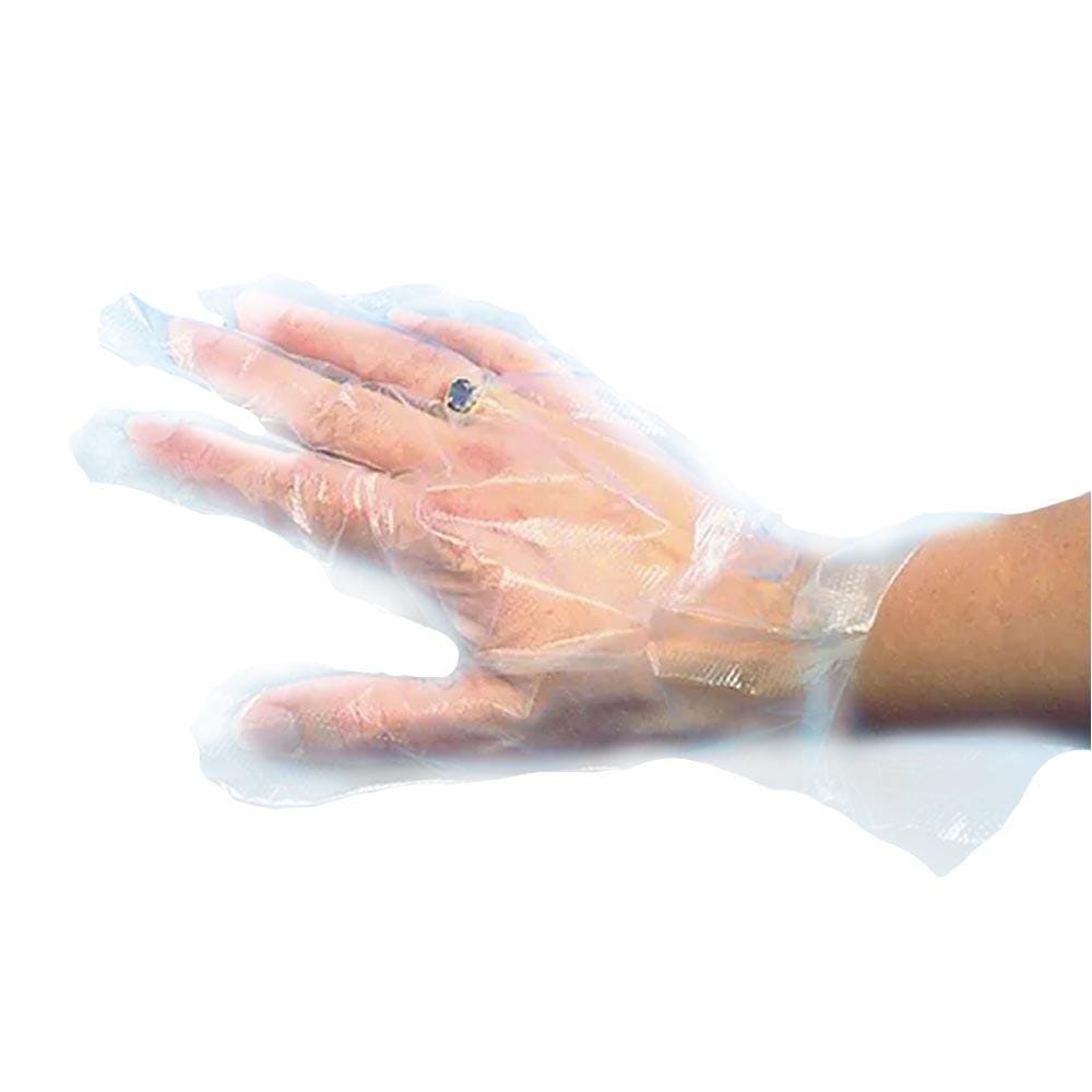 Baumgartens Plastic Disposable Economy Medium-Weight Gloves, Large Size, Clear, Pack of 100 1004986